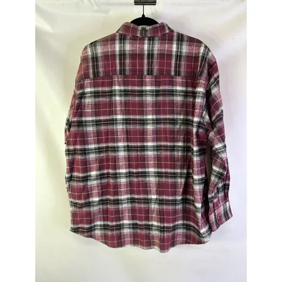 Deadstock Vintage 90s Rainbow Plaid Flannel Button Shirt Western - Picture 6 of 7